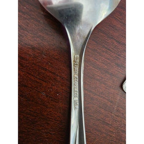 Set Of 5 Vintage Superior Stainless USA Floral Pattern Teaspoons Tablespoons - Picture 3 of 3